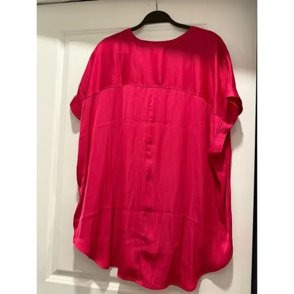 Old Navy Women's XXL Tall Pink Dolman Sleeve V-Neck Blouse Casual - Picture 3 of 4